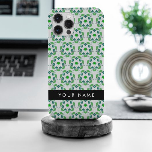 葉っぱの模様、緑の葉、あなたの名前 iPhoneケース