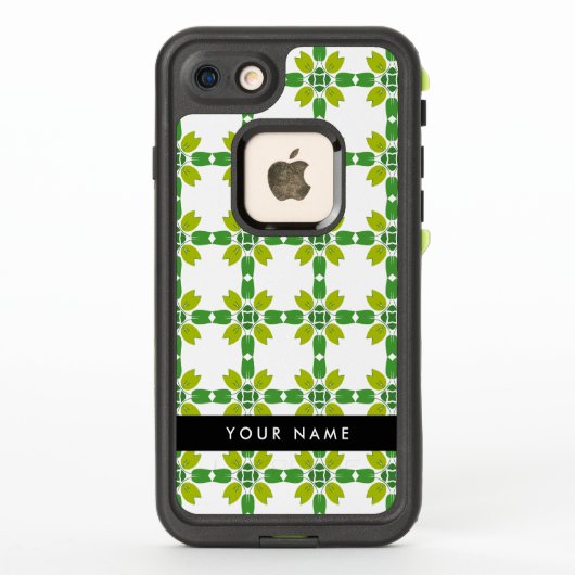 葉っぱの模様、緑の葉、あなたの名前 LifeProof iPhoneケース (裏面)
