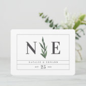 葉っぱの水彩花柄のSave the Date セーブザデート (スタンド正面)