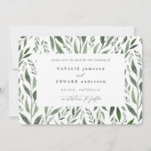 葉っぱの水彩花柄のSave the Date セーブザデート (裏面)