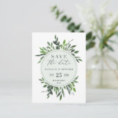 葉っぱの水彩花柄のSave the Date ポストカード (スタンド正面)