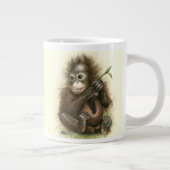 葉っぱの赤ちゃんオランウータン ジャンボコーヒーマグカップ (右)
