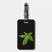 「葉っぱの避難所:ブドウの葉に覆われた小さな緑のカエル」 ラゲッジタグ (裏面縦)