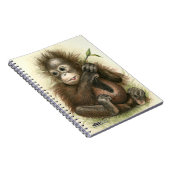 葉っぱを持つオランウータンの赤ちゃん ノートブック (右側)