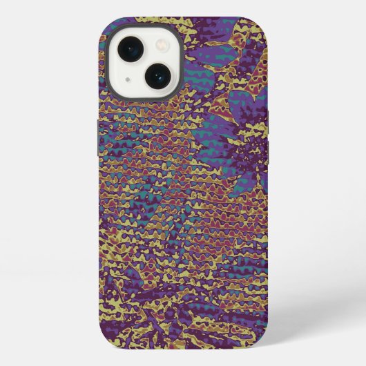 葉っぱカモフラージュ柄の青い花 iPhoneケース (裏面)