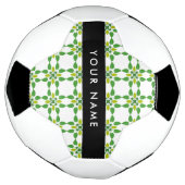葉っぱ模様、緑の葉、あなたの名前 サッカーボール (回転)