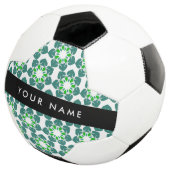 葉っぱ模様、緑の葉、あなたの名前 サッカーボール (3/4)