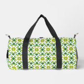 葉っぱ模様、緑の葉、あなたの名前 ダッフルバッグ (正面)