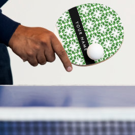 葉っぱ模様、緑の葉、あなたの名前 卓球ラケット