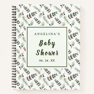 葉とさくらんぼ赤ちゃんシャワーギフトリスト手帳 ノートブック