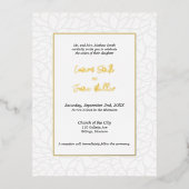 葉とエレガント金ゴールドアクセント結婚式招待状 箔招待状ポストカード (正面)