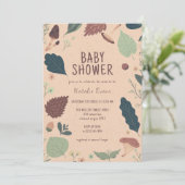 葉とキノコ |秋素朴のベビーシャワー 招待状 (スタンド正面)