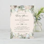 葉とフローラ |赤面ピンクベビーシャワー 招待状 (スタンド正面)