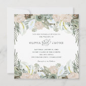 葉とフローラ | Sage Green 結婚's 招待状 (正面)