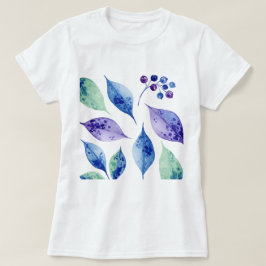 葉とベリーの模様 Tシャツ