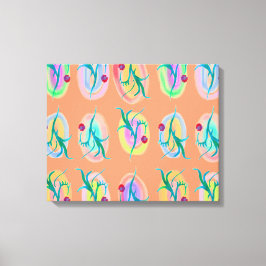 葉とベリーフォークアートウォーターカラー キャンバスプリント