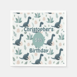 葉と卵がかわいらしい青い恐竜 スタンダードカクテルナプキン