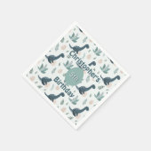 葉と卵がかわいらしい青い恐竜 スタンダードカクテルナプキン (角)