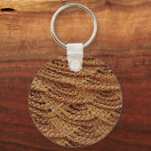 葉と多肉繊維キーチェーン織りパターン（の模様が）ある キーホルダー (裏面)