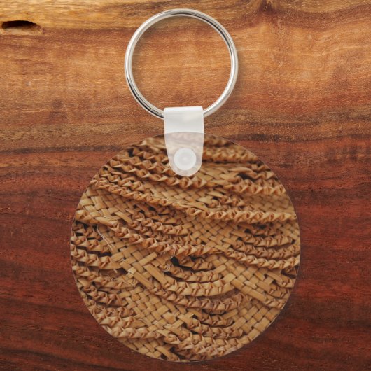 葉と多肉繊維キーチェーン織りパターン（の模様が）ある キーホルダー (裏面)