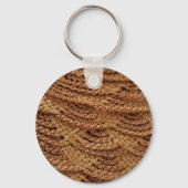 葉と多肉繊維キーチェーン織りパターン（の模様が）ある キーホルダー (裏面)