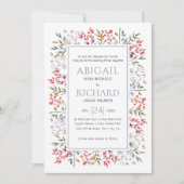 葉と実のダスティーブルーのウェディングボーダー 招待状 (正面)