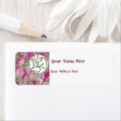 葉と月 – ピンクの水色 ラベル (インサイチュ)