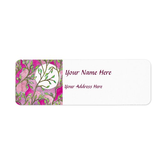 葉と月 – ピンクの水色 ラベル (正面)