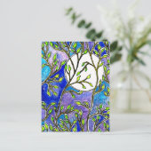 葉と月 – 青い水色 ポストカード (スタンド正面)