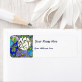 葉と月 – 青い水色 ラベル (インサイチュ)