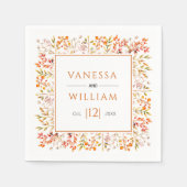 葉と果実がオレンジ色の秋の結婚式を燃やした スタンダードカクテルナプキン (正面)