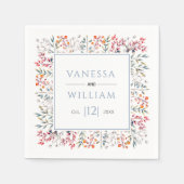 葉と果実の埃の多い青い冬の結婚式 スタンダードカクテルナプキン (正面)