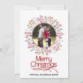 葉と果実の赤いメリークリスマスの写真 シーズンカード (正面)