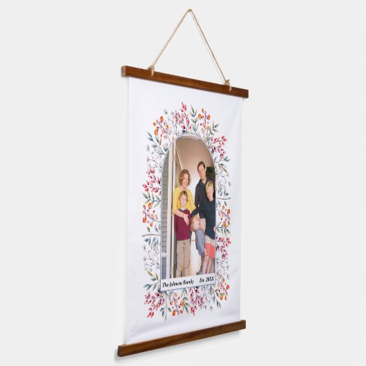 葉と果実ほこりっぽいブルーアーチファミリーの写真 吊り下げ型タペストリー (傾斜あり)