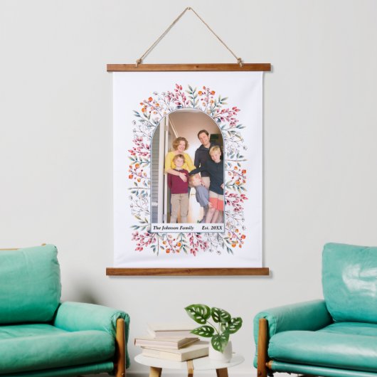 葉と果実ほこりっぽいブルーアーチファミリーの写真 吊り下げ型タペストリー (リビング)