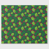 「葉と果実」パターン包装紙 ラッピングペーパー (フラット)