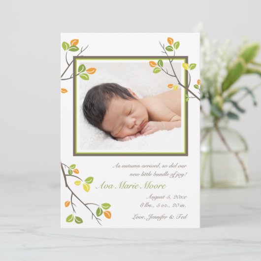 葉と枝の出産発表 案内状 (スタンド正面)