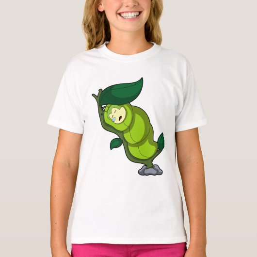 葉と眠る芋虫 Tシャツ (正面)