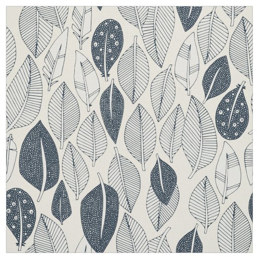 葉と羽毛クリーム ファブリック (見本)