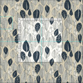 葉と羽毛クリーム ファブリック (タイル)