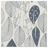 葉と羽毛クリーム ファブリック (クローズアップ)