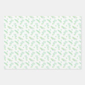 葉と花の青緑 ラッピングペーパーシート (正面2)