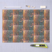 葉と花を持つスチームパンク回路基板 薄葉紙 (クラフト)