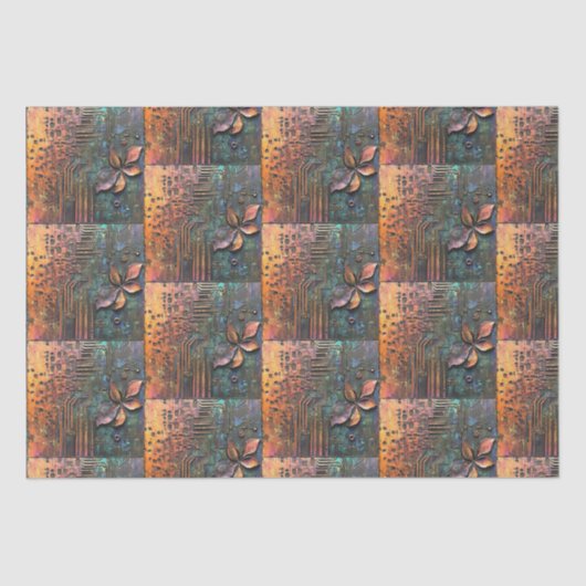 葉と花を持つスチームパンク回路基板 薄葉紙 (正面)