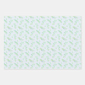 葉と花　青緑 ラッピングペーパーシート (正面3)