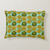 葉と芽のある黄色のひまわり模様 アクセントクッション (裏面)
