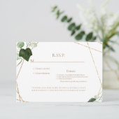 葉と金ゴールドモノグラムディナーオプション結婚ズ 出欠カード (スタンド正面)