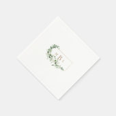 葉と金ゴールドモノグラムホワイトカクテルエレガント スタンダードカクテルナプキン (角)