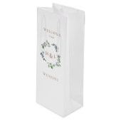 葉と金ゴールドモノグラム結婚ホワイトへようこそ ワインギフトバッグ (正面アングル)