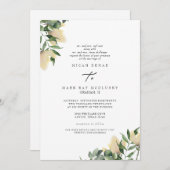 葉と黄色の芍薬 - 離婚した両親のウェブサイト 招待状 (正面/裏面)